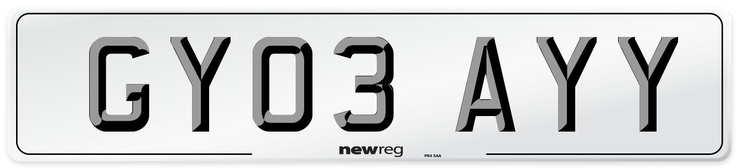 GY03 AYY Number Plate from New Reg